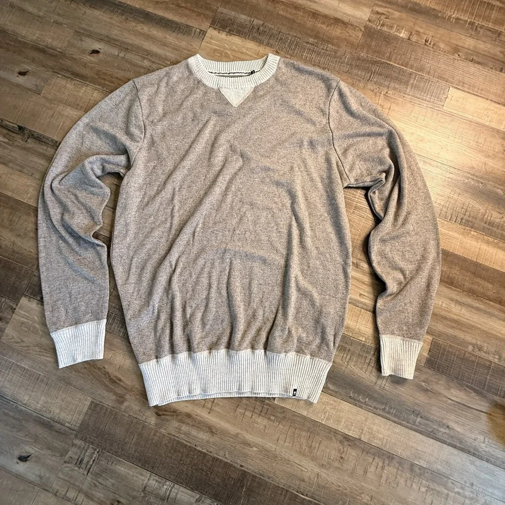 Joe's Jeans Tan Heathered Crew Neck Sweater * LARGE Casual Elevated Quiet‎ Lux